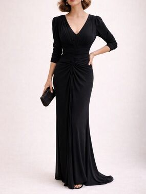 Alex Evenings Black Long Sleeve Dress (Size 6p)
